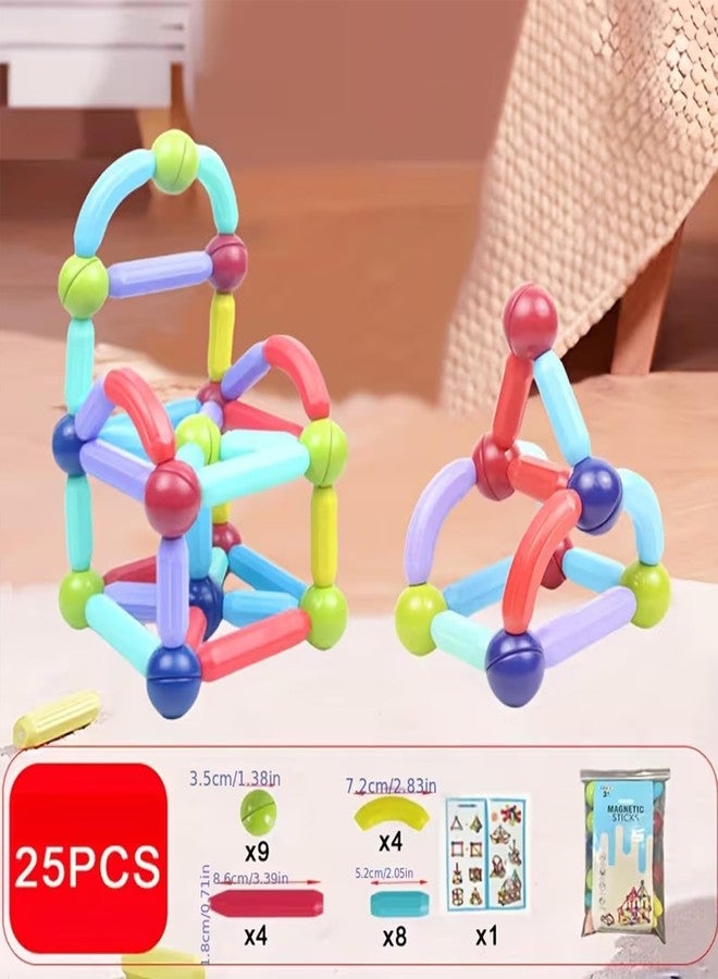 PROBABE Magnetic Building Blocks Set for Kids, Colorful Construction Toy Set, STEM Educational Play, Creative Building Sticks and Balls (25 PCS) - Image 5